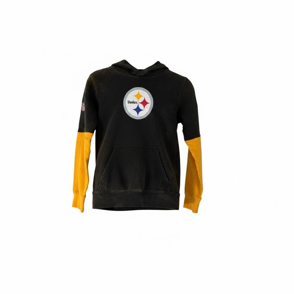 Nike NFL Pittsburgh Steelers Kids Hoodie Black Gold Pullover Size M 10/12